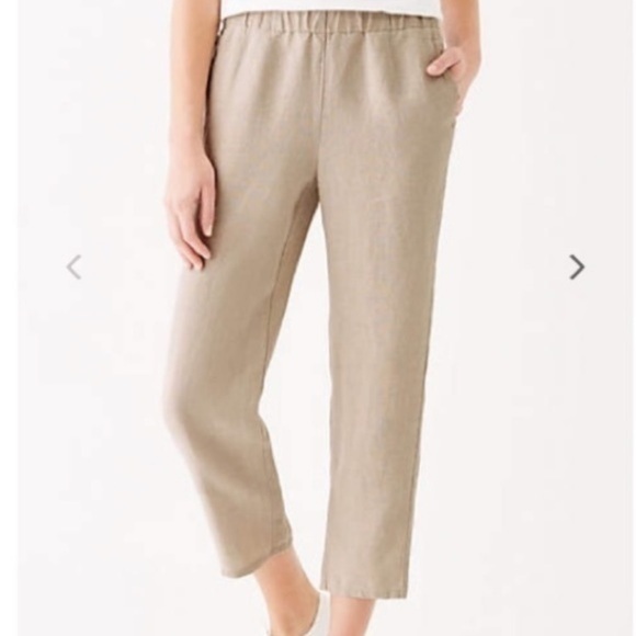 J.Jill Pure Jill Tan Linen Slim Crop‎ Pants Size XS - Picture 1 of 13